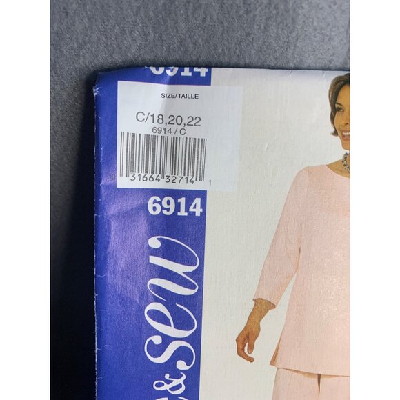 Butterick Misses Top Pants Sewing Pattern sz 18-22 6914 - uncut - Picture 3 of 4